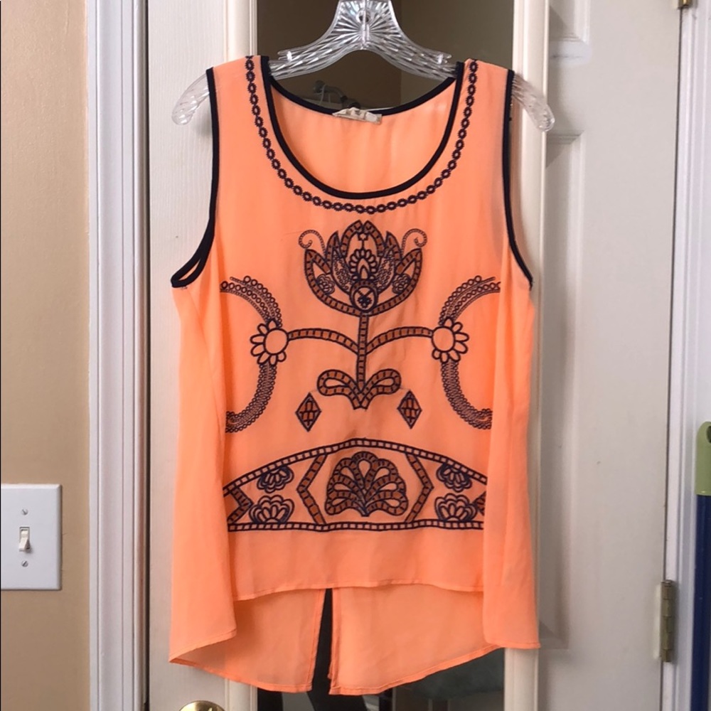 Coral and Blue Top